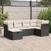 Image de vidaXL Salon de jardin 6 pcs avec coussins noir résine tressée