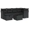 Image de vidaXL Salon de Jardin 7 pcs avec Coussins Noir résine tressée
