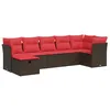 Image de vidaXL Salon de Jardin avec Coussins 7 pcs Marron résine tressée