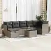 Image de vidaXL Salon de jardin 8 pcs avec coussins gris résine tressée