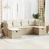Image de vidaXL Salon de jardin avec coussins 6 pcs beige résine tressée
