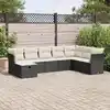 Image de vidaXL Salon de jardin 8 pcs avec coussins noir résine tressée