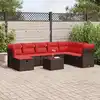 Image de vidaXL Salon de jardin avec coussins 9 pcs marron résine tressée
