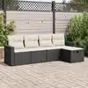 Image de vidaXL Salon de jardin 5 pcs avec coussins noir résine tressée