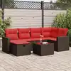 Image de vidaXL Salon de jardin avec coussins 7 pcs marron résine tressée