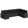 Image de vidaXL Salon de Jardin 8 pcs avec Coussins Noir résine tressée