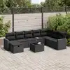 Image de vidaXL Salon de jardin 9 pcs avec coussins noir résine tressée