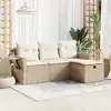 Image de vidaXL Salon de jardin avec coussins 4 pcs beige résine tressée