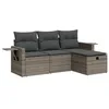 Image de vidaXL Salon de Jardin 4 pcs avec Coussins Gris résine tressée