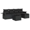 Image de vidaXL Salon de Jardin 6 pcs avec Coussins Noir résine tressée