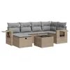 Image de vidaXL Salon de Jardin avec Coussins 7 pcs Beige résine tressée