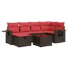 Image de vidaXL Salon de Jardin avec Coussins 7 pcs Marron résine tressée