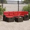 Image de vidaXL Salon de jardin avec coussins 7 pcs marron résine tressée