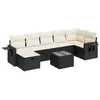 Image de vidaXL Salon de Jardin 8 pcs avec Coussins Noir résine tressée