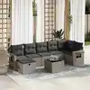 Image de vidaXL Salon de jardin 8 pcs avec coussins gris résine tressée