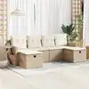 Image de vidaXL Salon de jardin avec coussins 6 pcs beige résine tressée