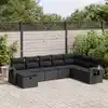 Image de vidaXL Salon de jardin 8 pcs avec coussins noir résine tressée
