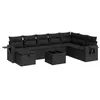 Image de vidaXL Salon de Jardin 9 pcs avec Coussins Noir résine tressée