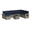 Image de vidaXL Salon de Jardin 9 pcs avec Coussins Gris résine tressée