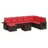 Image de vidaXL Salon de Jardin avec Coussins 9 pcs Marron résine tressée