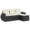 Image de vidaXL Salon de Jardin 4 pcs avec Coussins Noir résine tressée