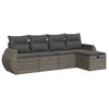 Image de vidaXL Salon de Jardin 5 pcs avec Coussins Gris résine tressée