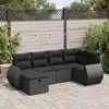 Image de vidaXL Salon de jardin 6 pcs avec coussins noir résine tressée