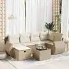 Image de vidaXL Salon de jardin avec coussins 7 pcs beige résine tressée