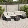 Image de vidaXL Salon de jardin 8 pcs avec coussins noir résine tressée