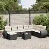 Image de vidaXL Salon de jardin 9 pcs avec coussins noir résine tressée
