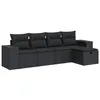 Image de vidaXL Salon de Jardin 5 pcs avec Coussins Noir résine tressée