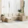 Image de vidaXL Salon de jardin avec coussins 6 pcs beige résine tressée