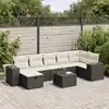 Image de vidaXL Salon de jardin 8 pcs avec coussins noir résine tressée