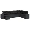 Image de vidaXL Salon de Jardin 8 pcs avec Coussins Noir résine tressée