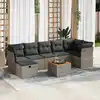 Image de vidaXL Salon de jardin 8 pcs avec coussins gris résine tressée