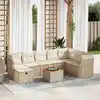 Image de vidaXL Salon de jardin avec coussins 9 pcs beige résine tressée