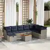 Image de vidaXL Salon de jardin 9 pcs avec coussins gris résine tressée