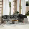 Image de vidaXL Salon de jardin 9 pcs avec coussins gris résine tressée