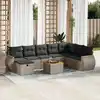 Image de vidaXL Salon de jardin 9 pcs avec coussins gris résine tressée