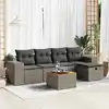 Image de vidaXL Salon de jardin 6 pcs avec coussins gris résine tressée