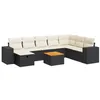 Image de vidaXL Salon de Jardin 9 pcs avec Coussins Noir résine tressée, Ensemble de canapés d'extérieur, Ensemble de canapé d'angle de Jardin, Meuble d'angle de Jardin