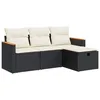 Image de vidaXL Salon de Jardin 4 pcs avec Coussins Noir résine tressée