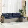 Image de vidaXL Salon de jardin 5 pcs avec coussins gris résine tressée