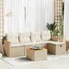 Image de vidaXL Salon de jardin avec coussins 6 pcs beige résine tressée