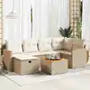 Image de vidaXL Salon de jardin avec coussins 7 pcs beige résine tressée