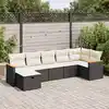 Image de vidaXL Salon de jardin 7 pcs avec coussins noir résine tressée
