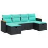 Image de vidaXL Salon de Jardin 6 pcs avec Coussins Noir résine tressée