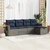 Image de vidaXL Salon de jardin 5 pcs avec coussins gris résine tressée