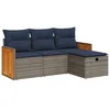 Image de vidaXL Salon de Jardin 4 pcs avec Coussins Gris résine tressée