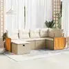 Image de vidaXL Salon de jardin avec coussins 6 pcs beige résine tressée